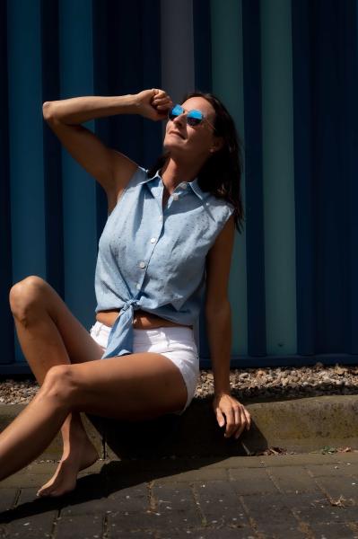 Beispiel Dobby Voile - uni, bleu